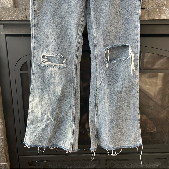Cider Acid Wash High Rise Distressed Flare Jeans - Picture 3 of 6